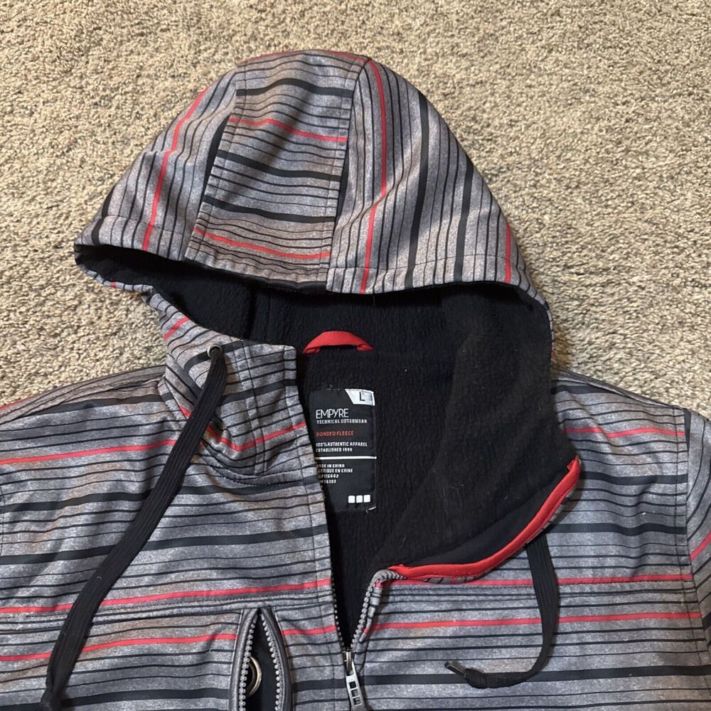 Empyre Jacket Mens Large Stripe Grey Snowboarding Technical Bonded Fleece Ski - Picture 4 of 11